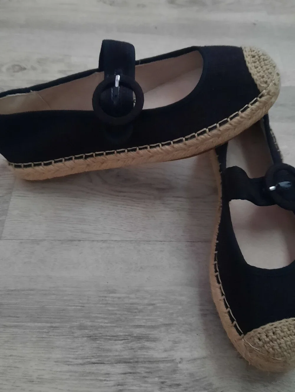 Bandolino Black Espadrille Mary Jane Flats with Buckle